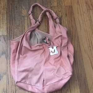 leather pigskin coral pink missoni hobo bag